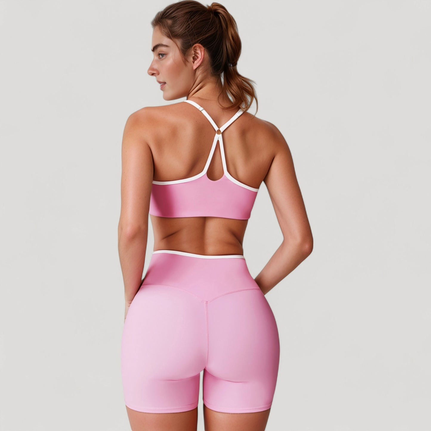 Anna-Kaci Active Women's V-Neck Sports Bra with Contrast Trim and Thin Adjustable Straps