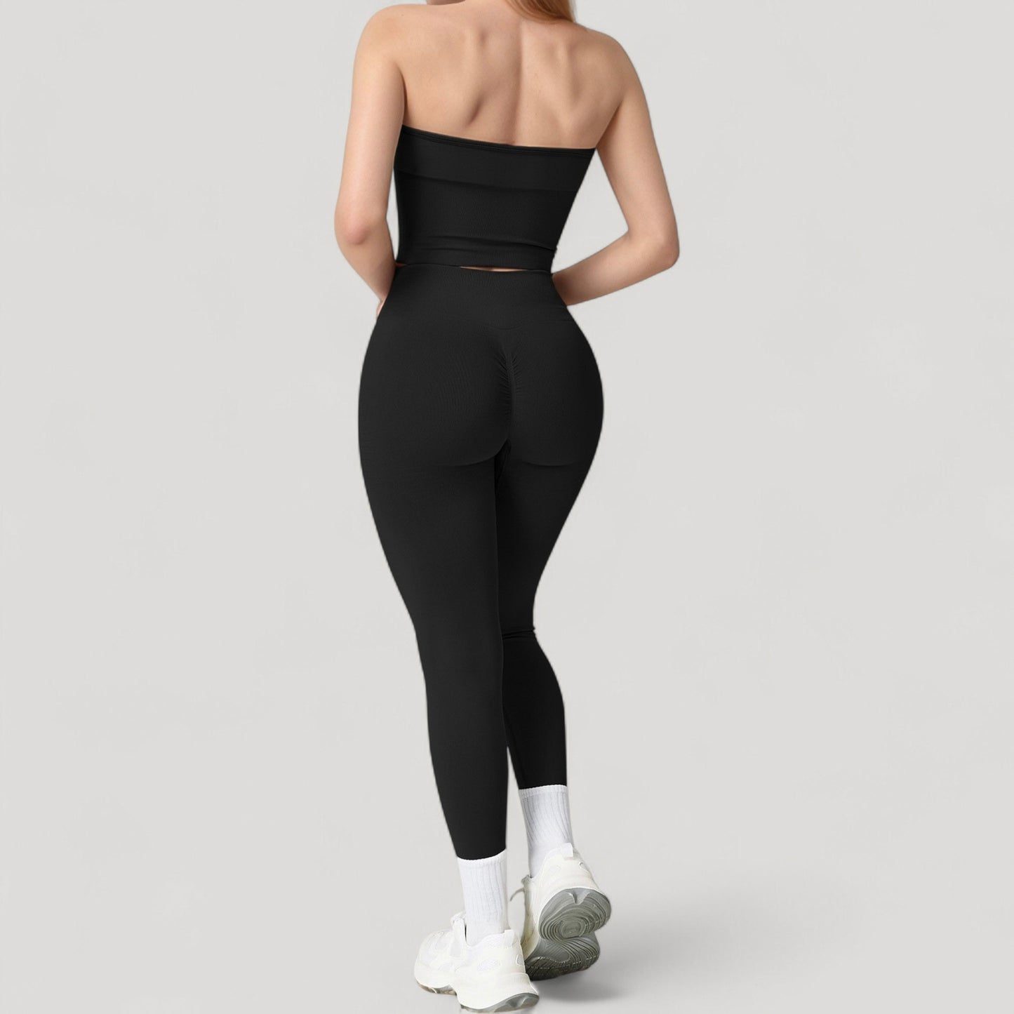 Anna-Kaci Active Women's Seamless Ribbed Knit Halter Crop Top with V-Neckline and Built-In Support