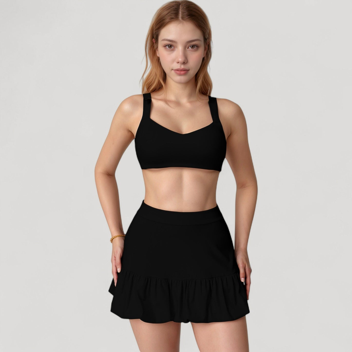 Anna-Kaci Active Women's High Neck Sports Bra with Cutout Back Detail and Wide Underband for Medium Support