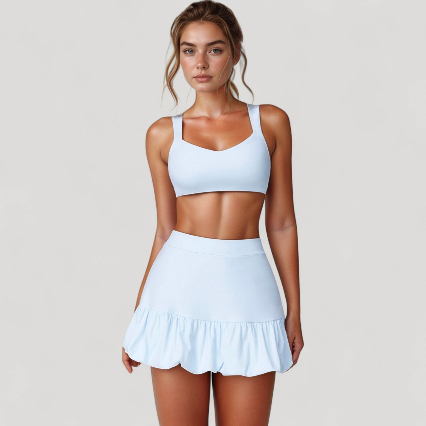 Anna-Kaci Active Women's High Neck Sports Bra with Cutout Back Detail and Wide Underband for Medium Support