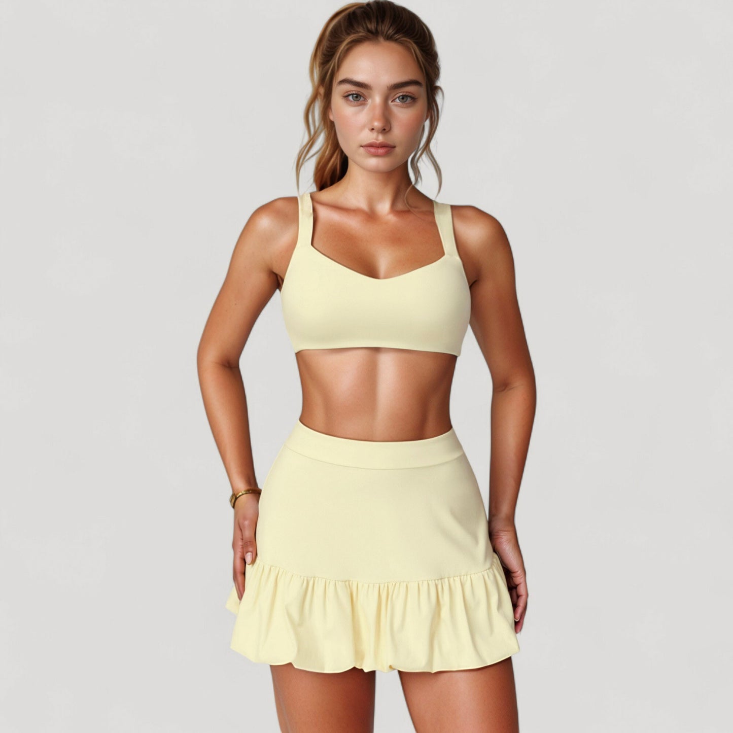Anna-Kaci Active Women's High Neck Sports Bra with Cutout Back Detail and Wide Underband for Medium Support