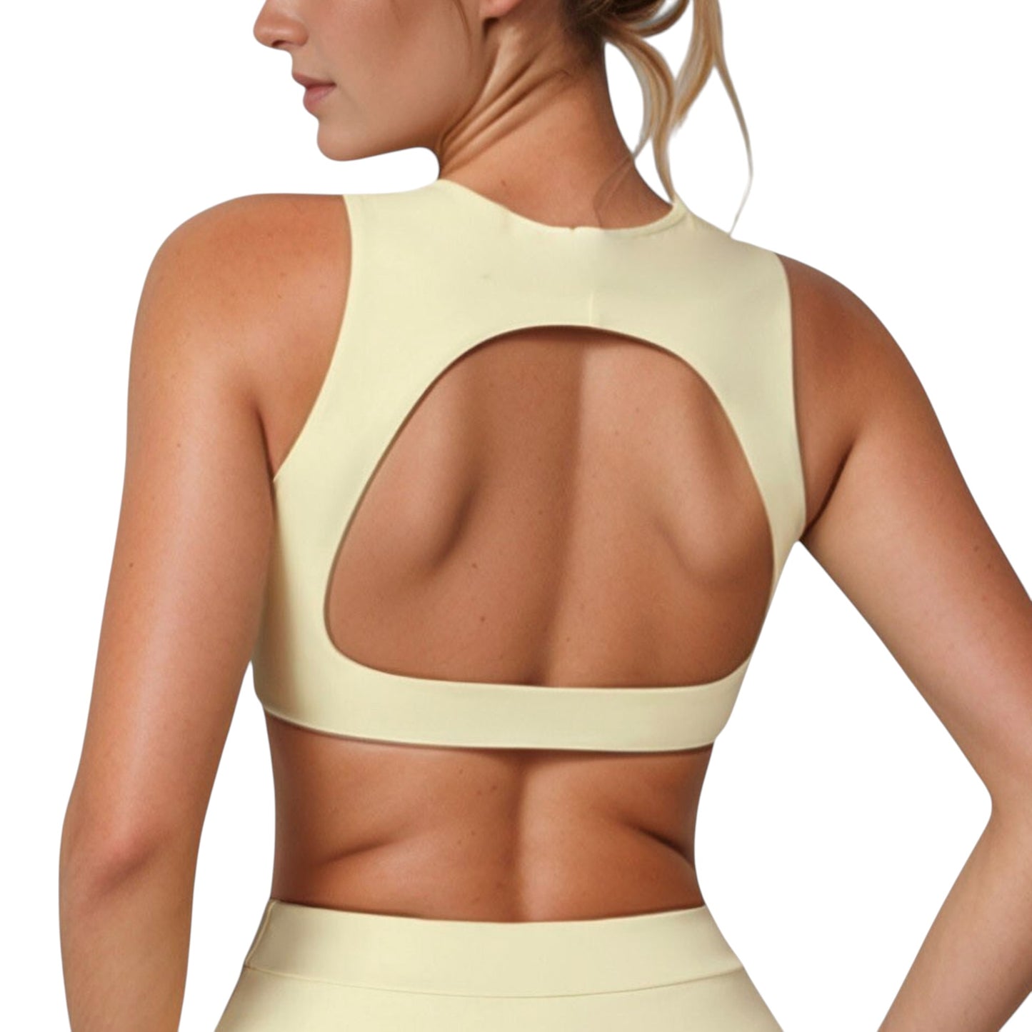 Anna-Kaci Active Women's High Neck Sports Bra with Cutout Back Detail and Wide Underband for Medium Support