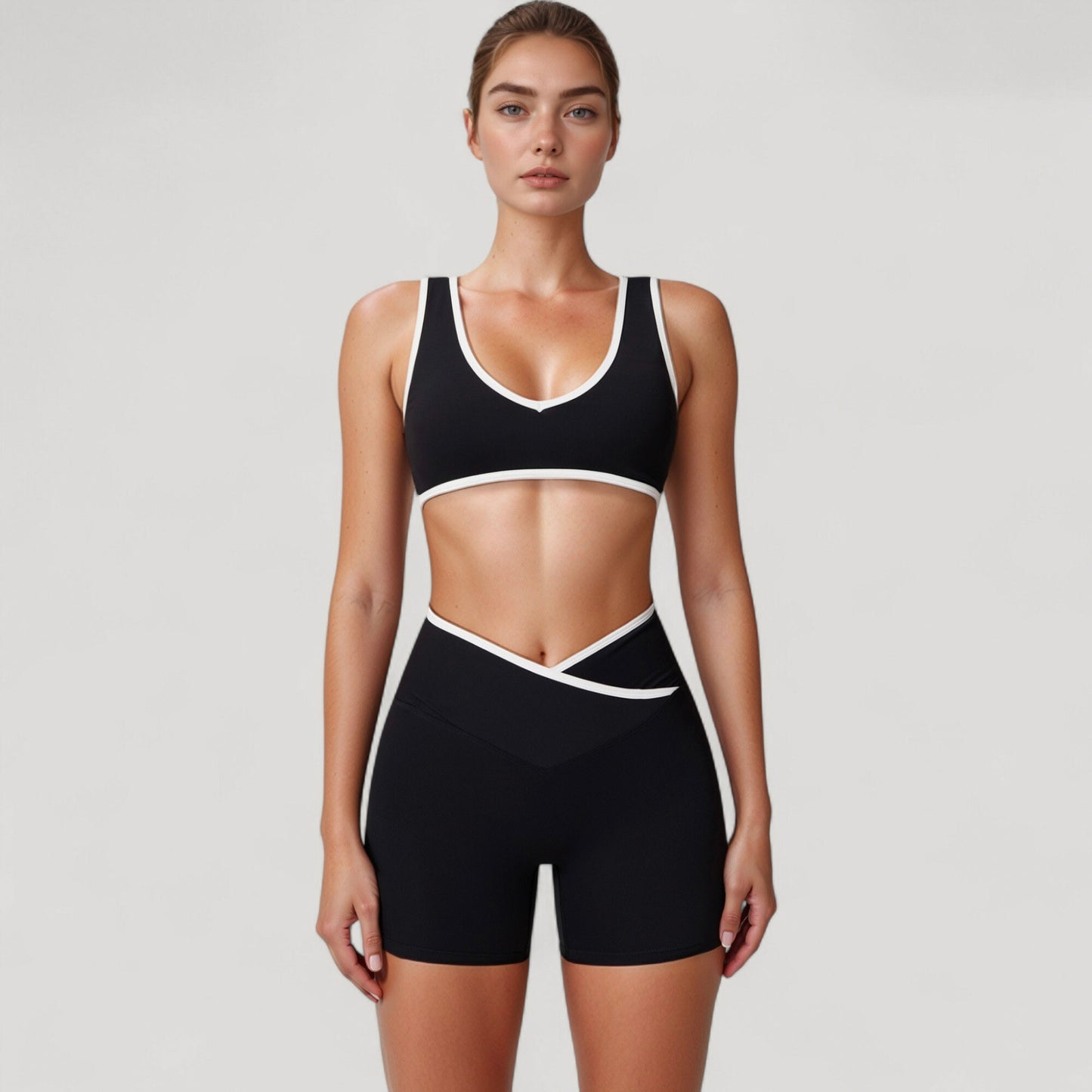 Anna-Kaci Active Women's High Waist Crossover Athletic Shorts with Stretch Fabric and Flattering V Front Waistband