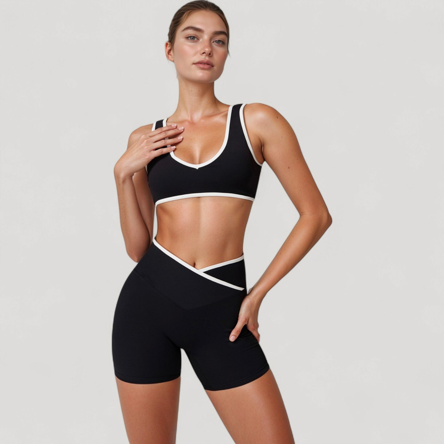 Anna-Kaci Active Women's High Waist Crossover Athletic Shorts with Stretch Fabric and Flattering V Front Waistband