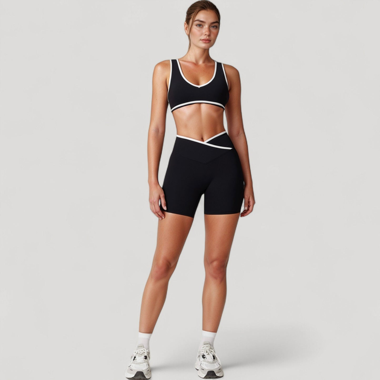 Anna-Kaci Active Women's High Waist Crossover Athletic Shorts with Stretch Fabric and Flattering V Front Waistband