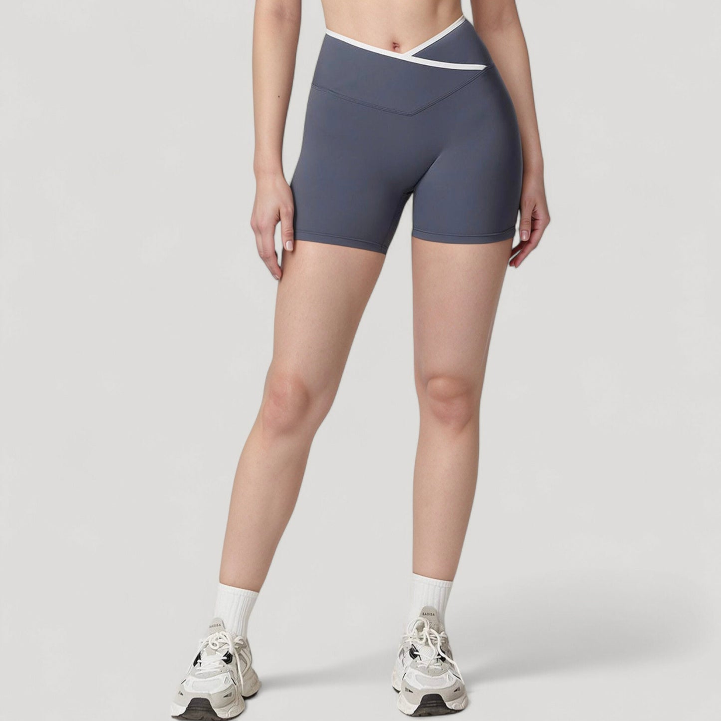 Anna-Kaci Active Women's High Waist Crossover Athletic Shorts with Stretch Fabric and Flattering V Front Waistband