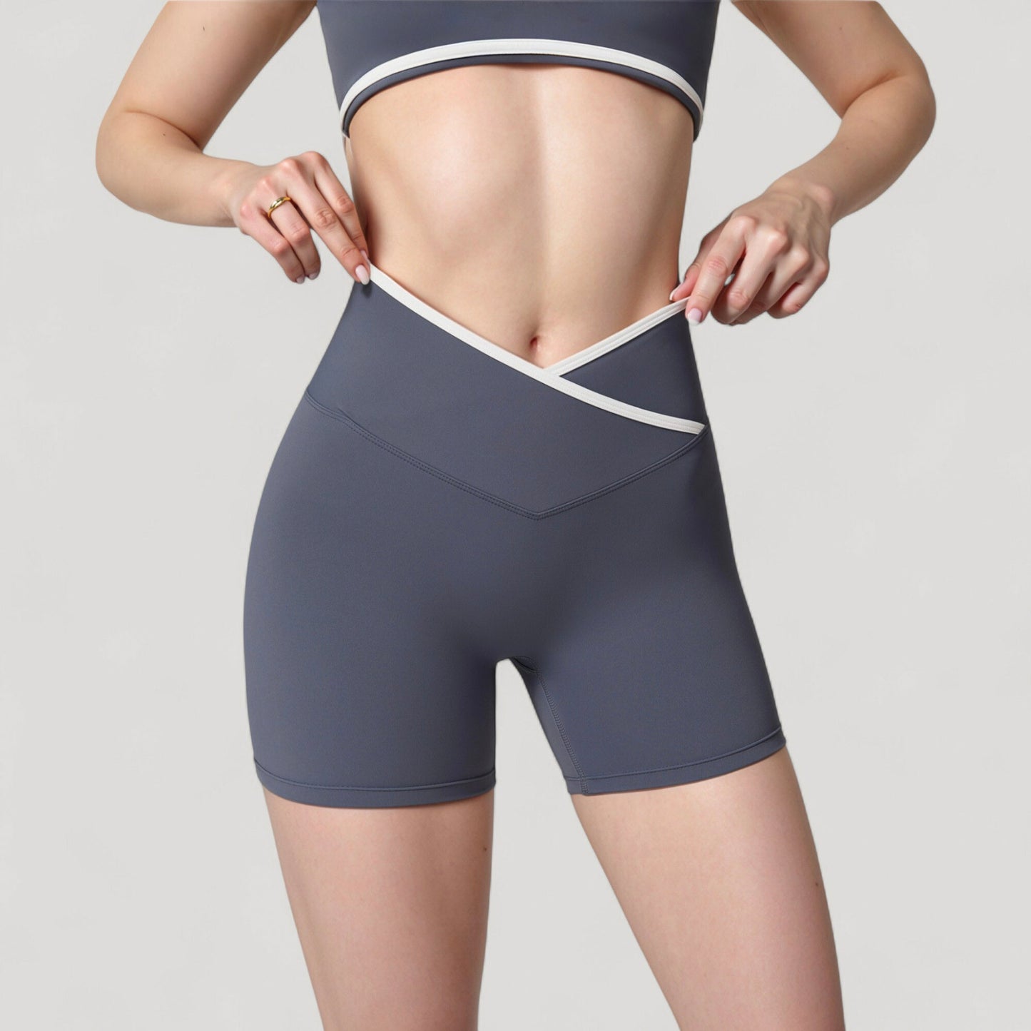 Anna-Kaci Active Women's High Waist Crossover Athletic Shorts with Stretch Fabric and Flattering V Front Waistband