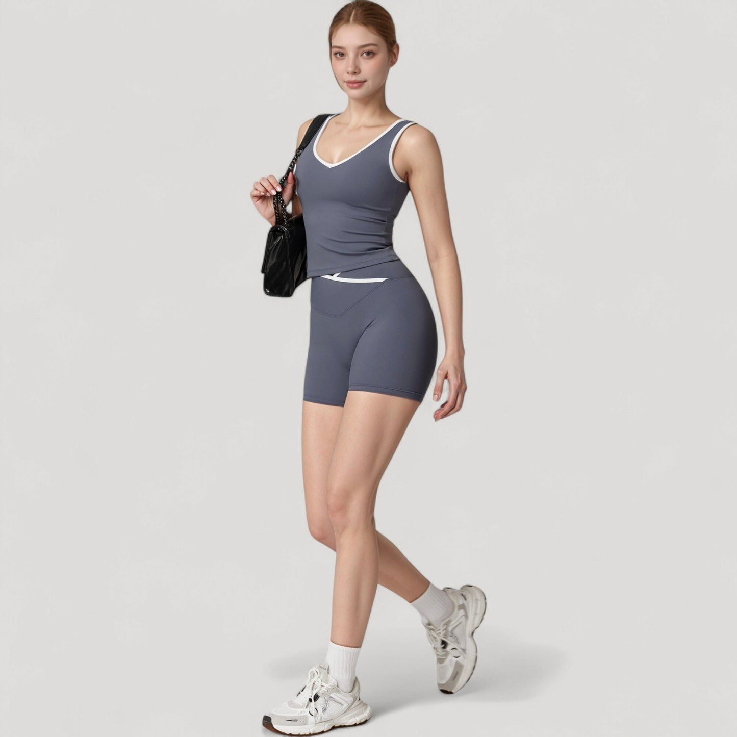 Anna-Kaci Active Women's High Waist Crossover Athletic Shorts with Stretch Fabric and Flattering V Front Waistband