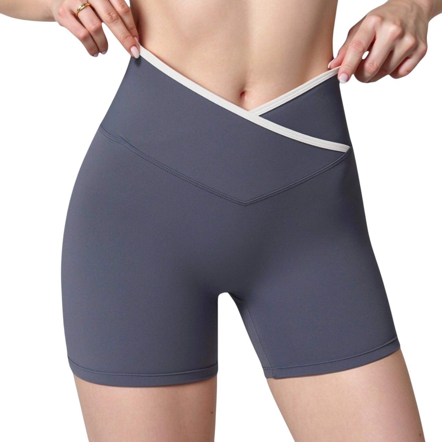 Anna-Kaci Active Women's High Waist Crossover Athletic Shorts with Stretch Fabric and Flattering V Front Waistband