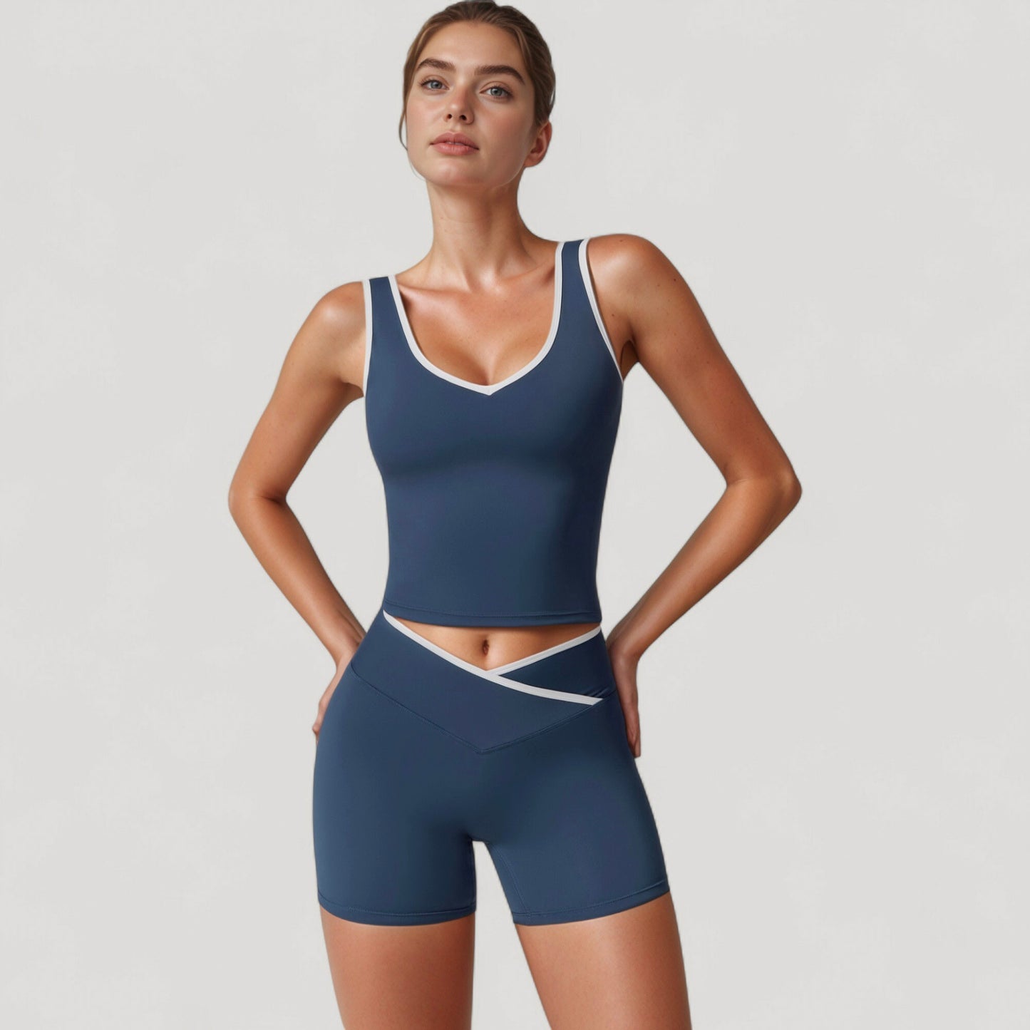 Anna-Kaci Active Women's High Waist Crossover Athletic Shorts with Stretch Fabric and Flattering V Front Waistband