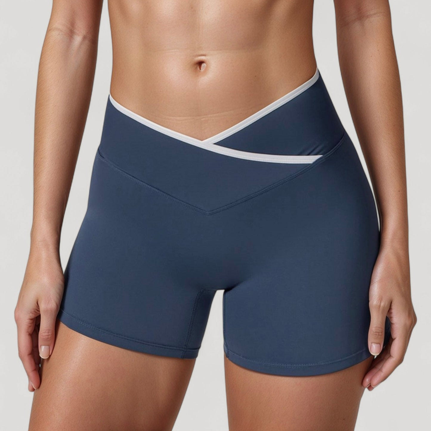 Anna-Kaci Active Women's High Waist Crossover Athletic Shorts with Stretch Fabric and Flattering V Front Waistband