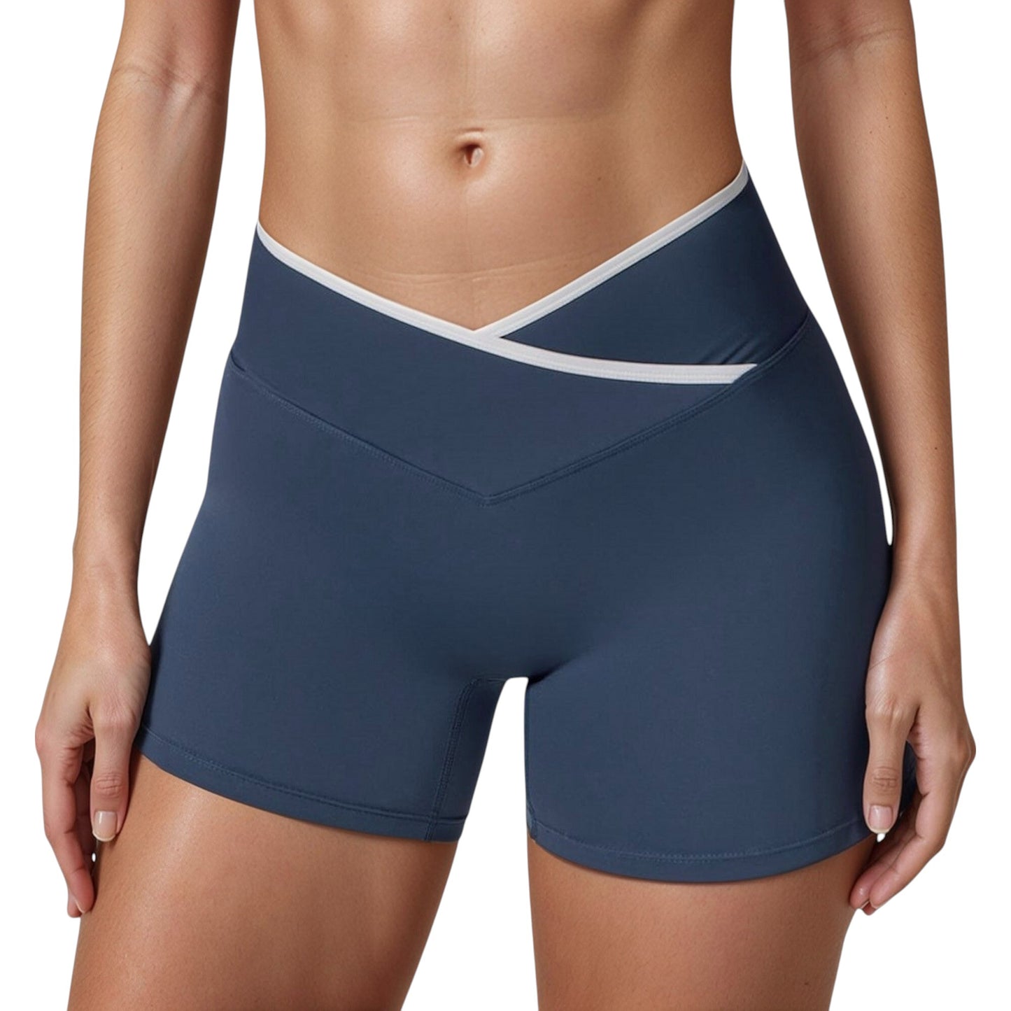Anna-Kaci Active Women's High Waist Crossover Athletic Shorts with Stretch Fabric and Flattering V Front Waistband