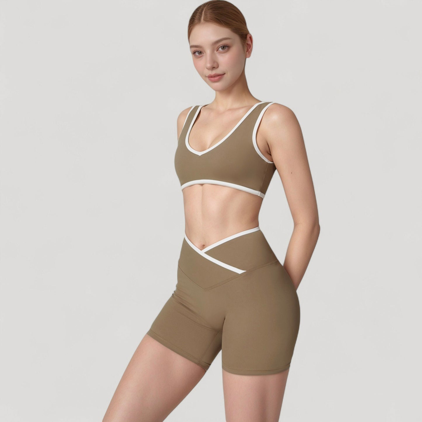 Anna-Kaci Active Women's High Waist Crossover Athletic Shorts with Stretch Fabric and Flattering V Front Waistband