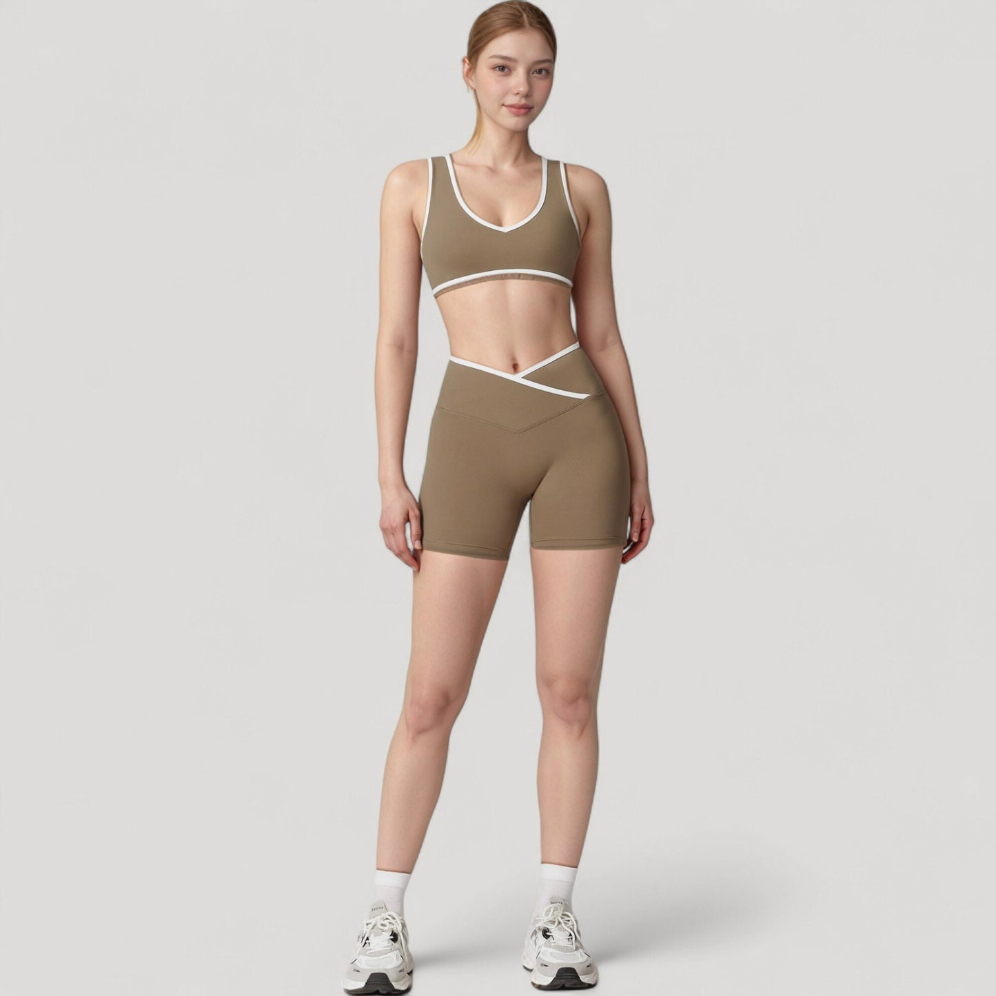 Anna-Kaci Active Women's High Waist Crossover Athletic Shorts with Stretch Fabric and Flattering V Front Waistband