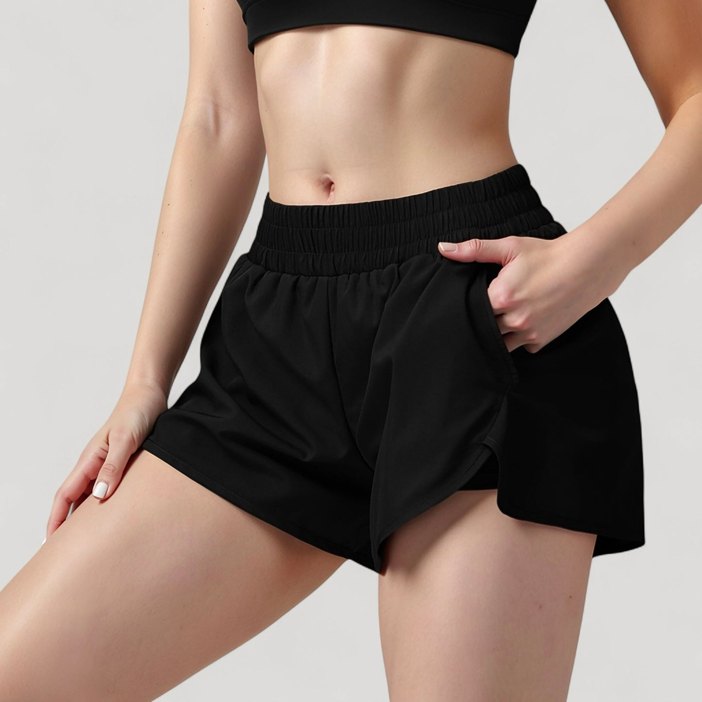 Anna-Kaci Active Women's High Waist Running Shorts with Built-In Liner and Side Pockets for Storage