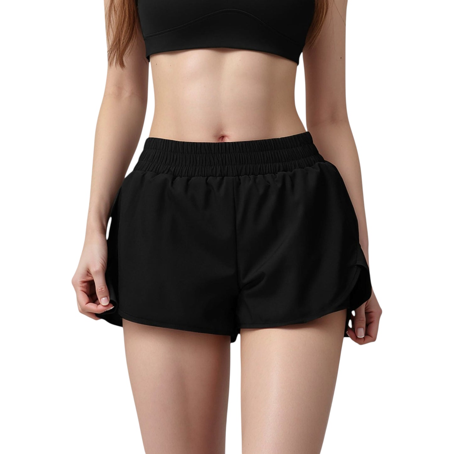 Anna-Kaci Active Women's High Waist Running Shorts with Built-In Liner and Side Pockets for Storage