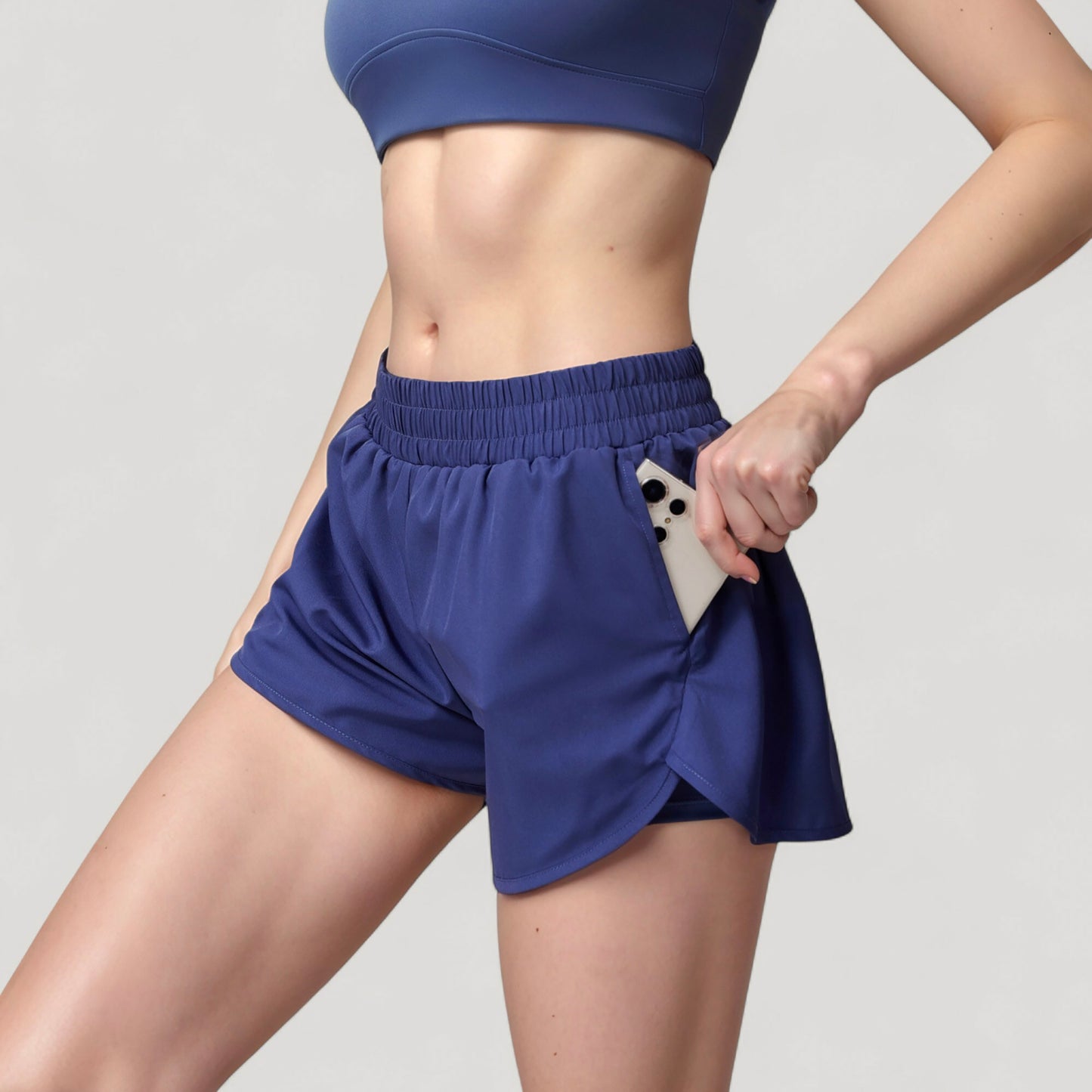 Anna-Kaci Active Women's High Waist Running Shorts with Built-In Liner and Side Pockets for Storage