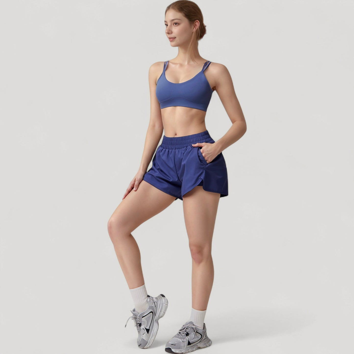 Anna-Kaci Active Women's High Waist Running Shorts with Built-In Liner and Side Pockets for Storage