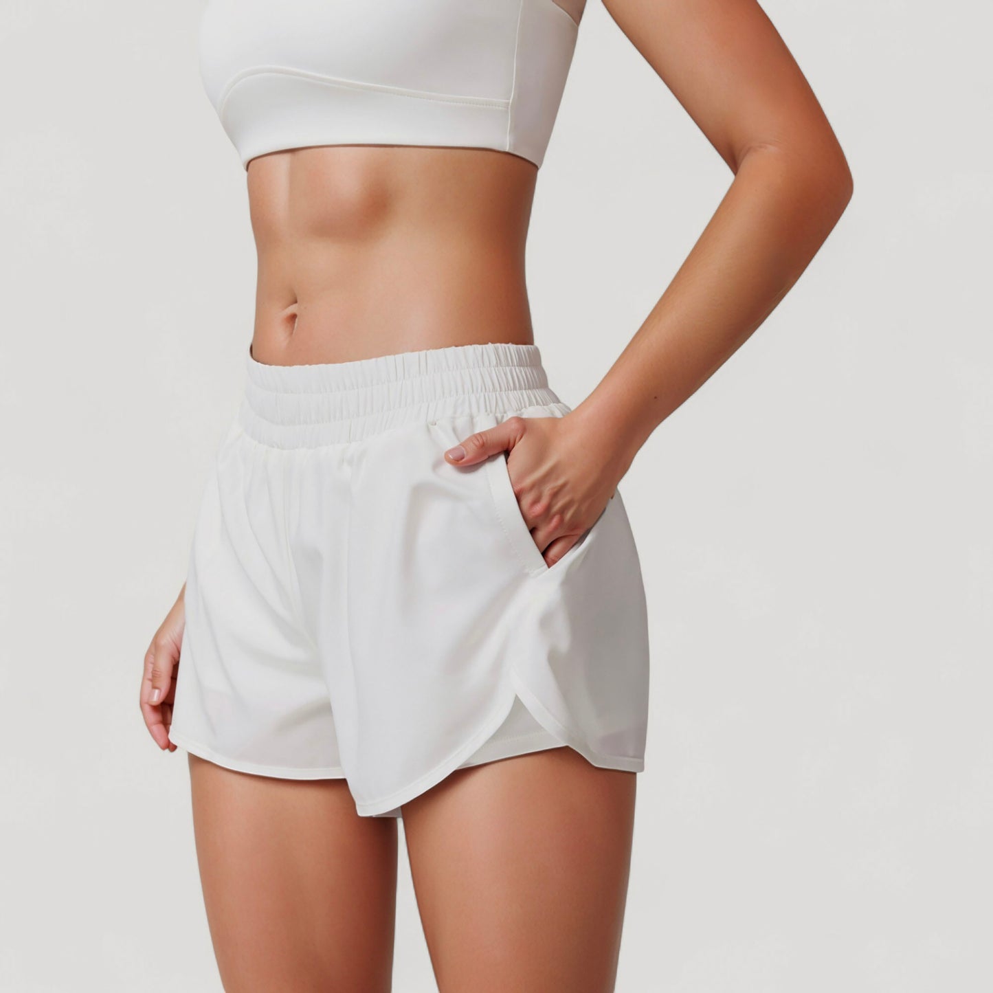 Anna-Kaci Active Women's High Waist Running Shorts with Built-In Liner and Side Pockets for Storage