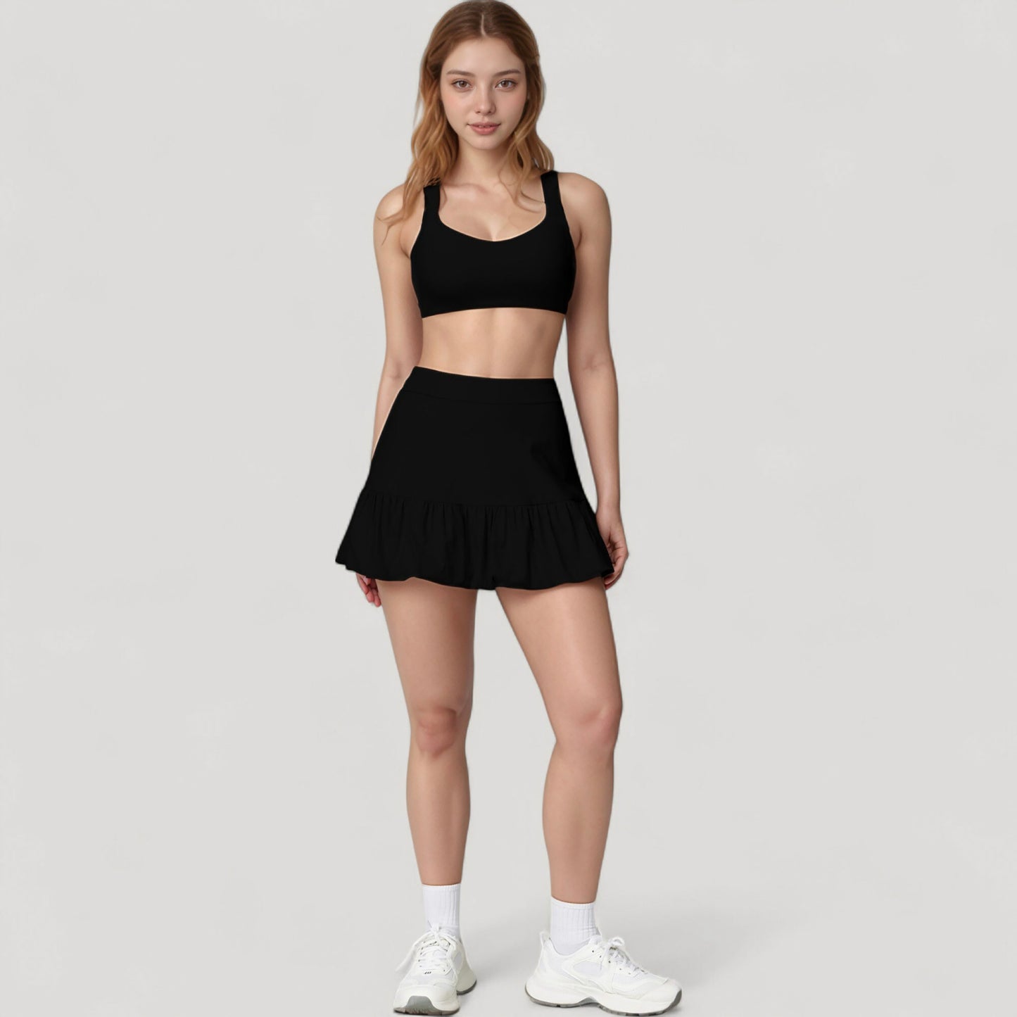 Anna-Kaci Active Women's Ruffle Hem High Waist Skort Built-In Shorts Stretch Waistband Flowy Lightweight Design