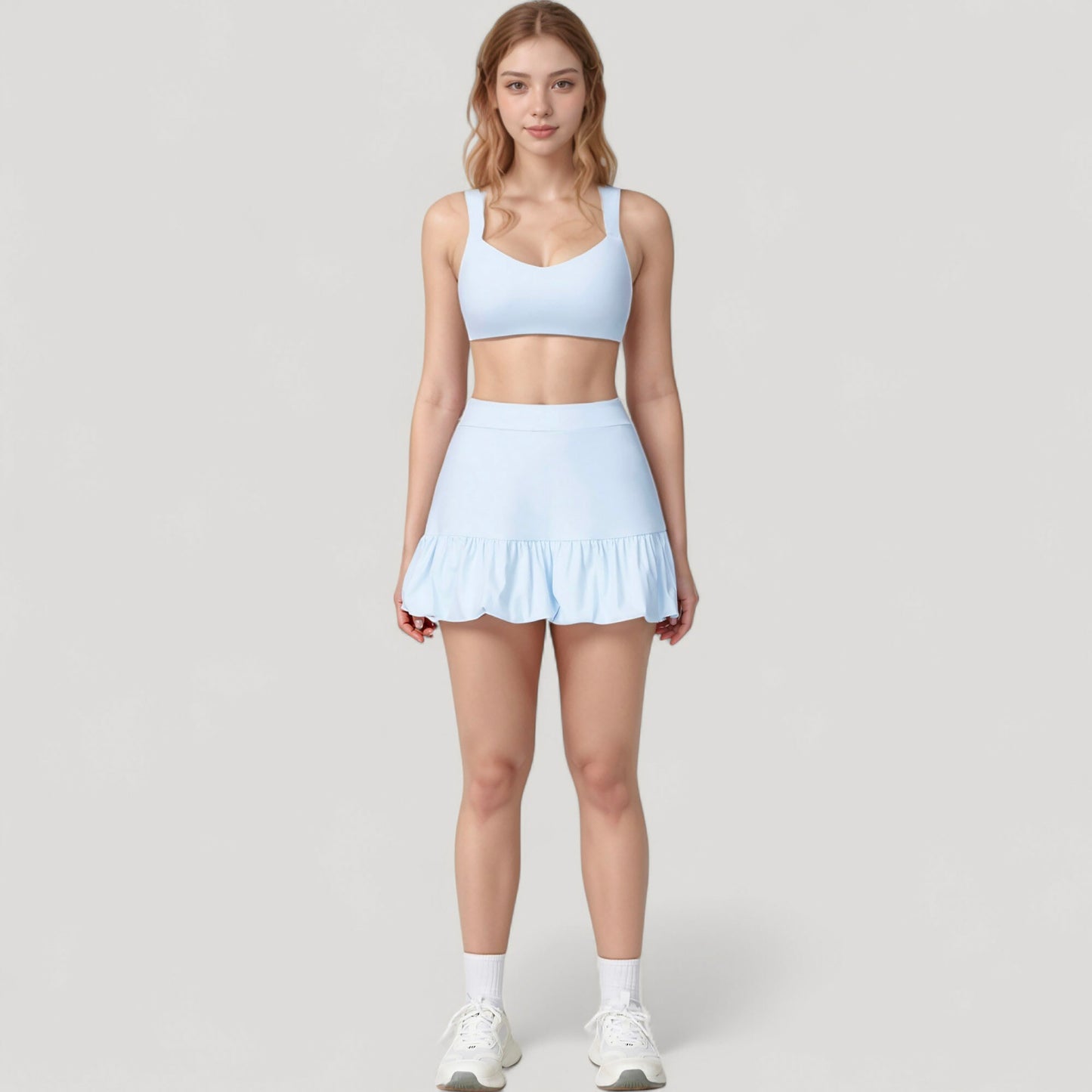 Anna-Kaci Active Women's Ruffle Hem High Waist Skort Built-In Shorts Stretch Waistband Flowy Lightweight Design