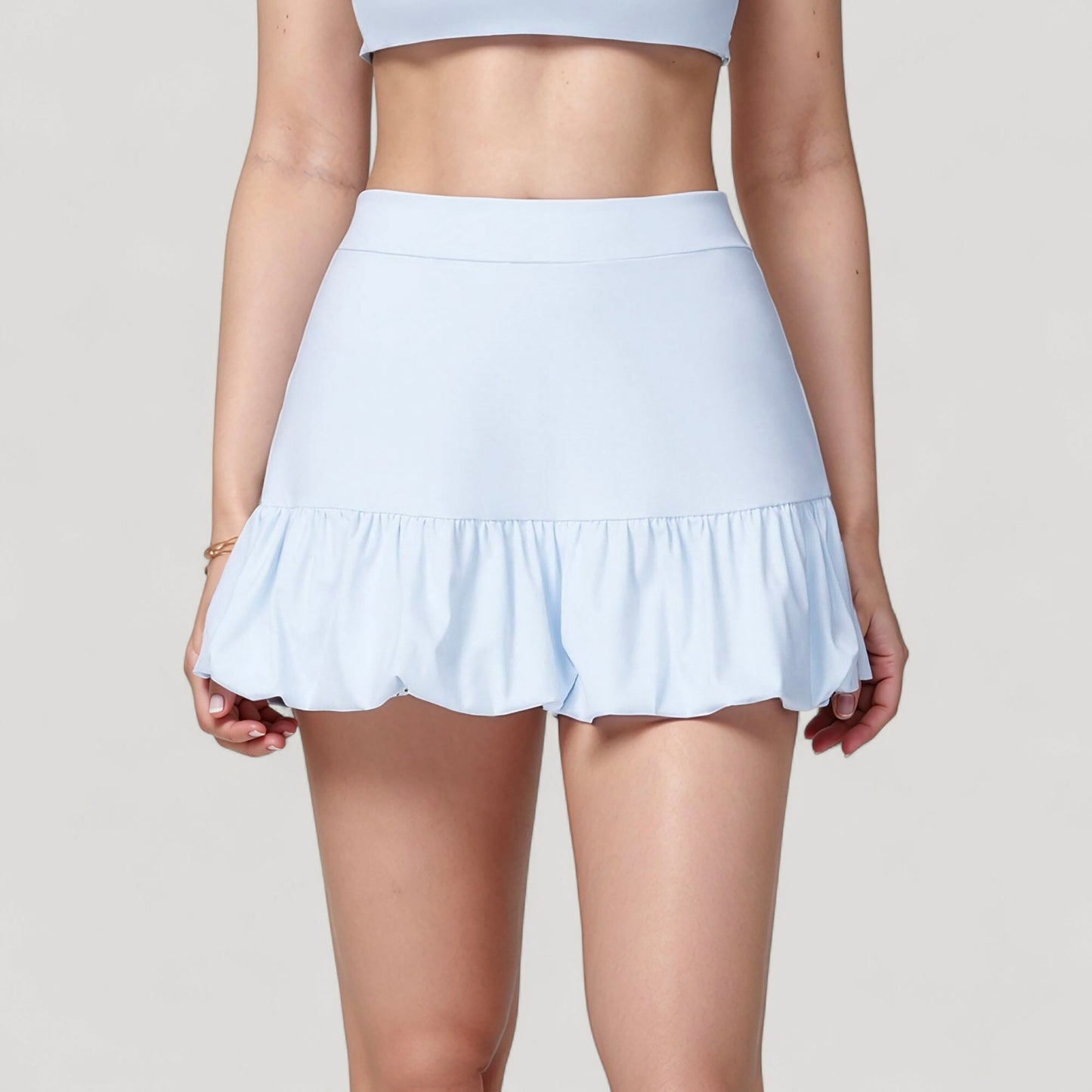 Anna-Kaci Active Women's Ruffle Hem High Waist Skort Built-In Shorts Stretch Waistband Flowy Lightweight Design