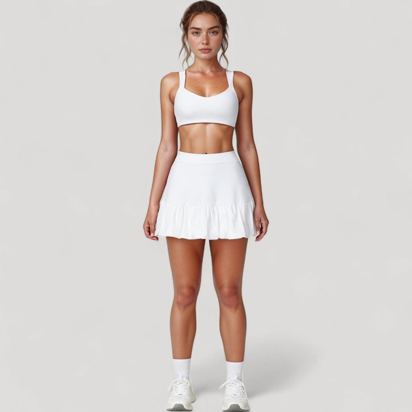 Anna-Kaci Active Women's Ruffle Hem High Waist Skort Built-In Shorts Stretch Waistband Flowy Lightweight Design