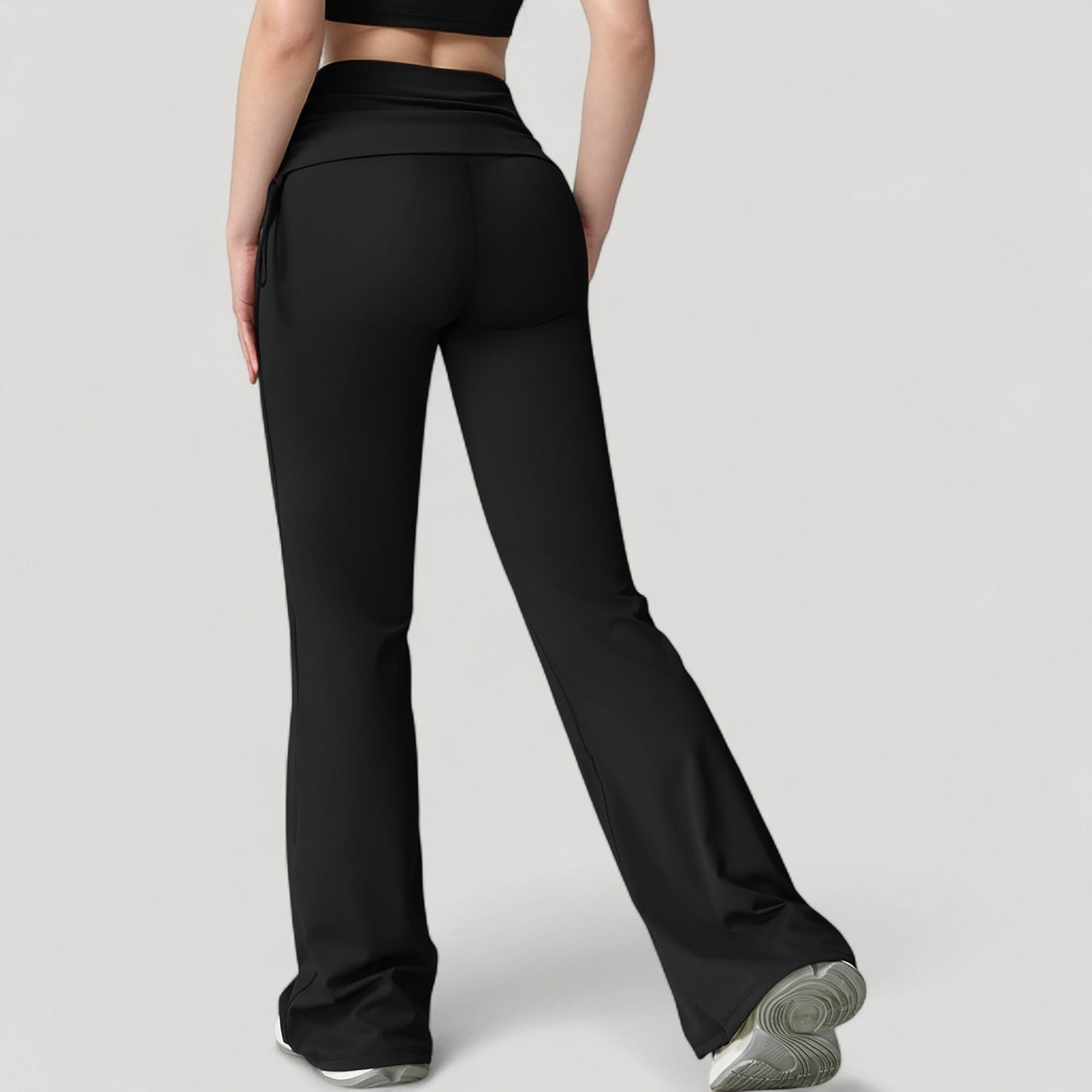 Anna-Kaci Active Women's Drawstring Ruched Waist Flared Leg Pants Stretch Fabric Active Yoga Lounge Bottoms