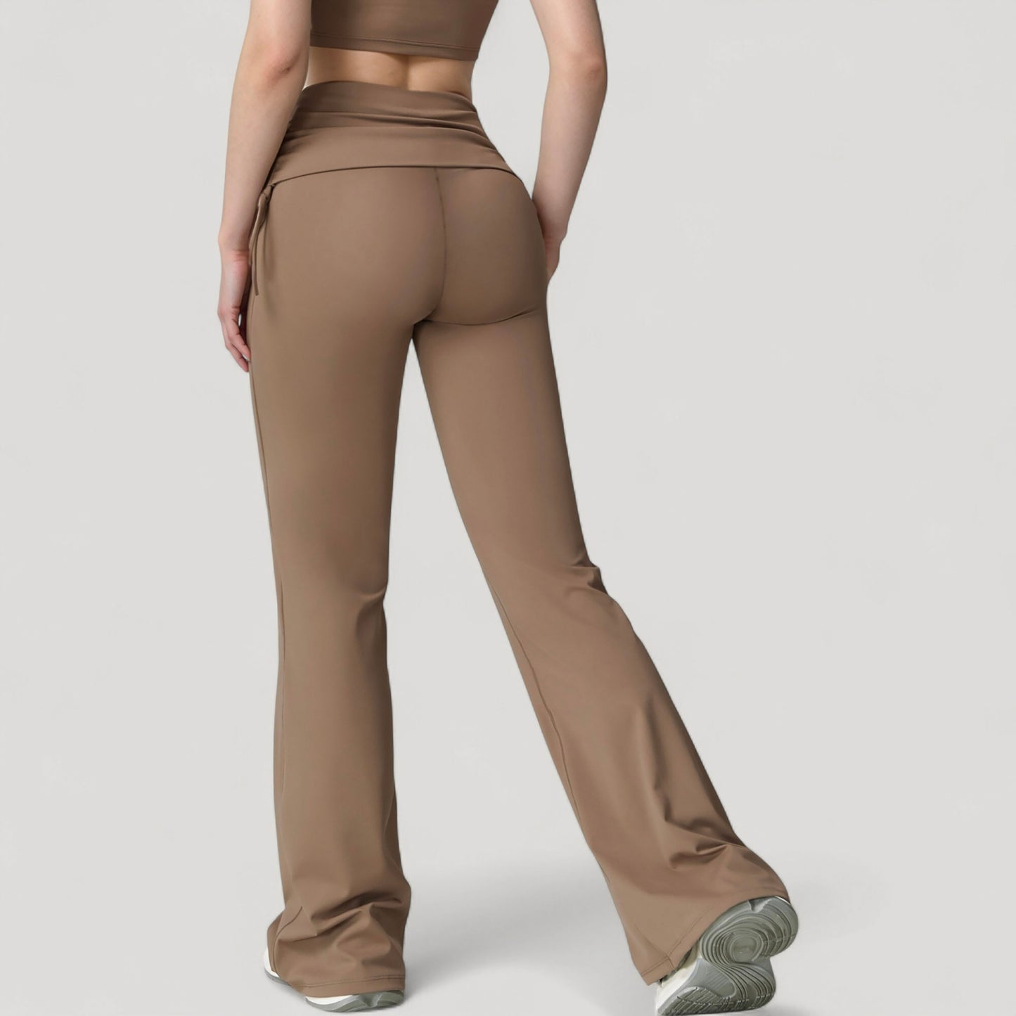 Anna-Kaci Active Women's Drawstring Ruched Waist Flared Leg Pants Stretch Fabric Active Yoga Lounge Bottoms