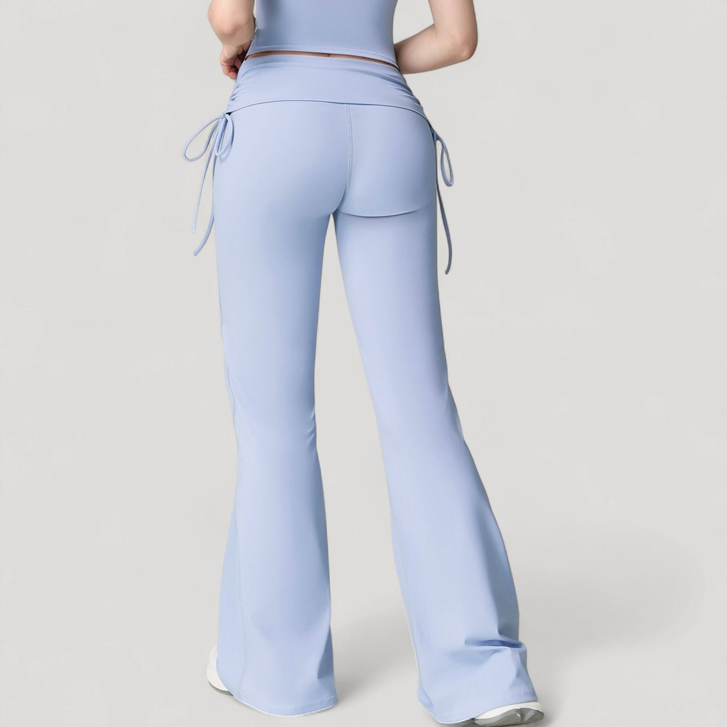Anna-Kaci Active Women's Drawstring Ruched Waist Flared Leg Pants Stretch Fabric Active Yoga Lounge Bottoms