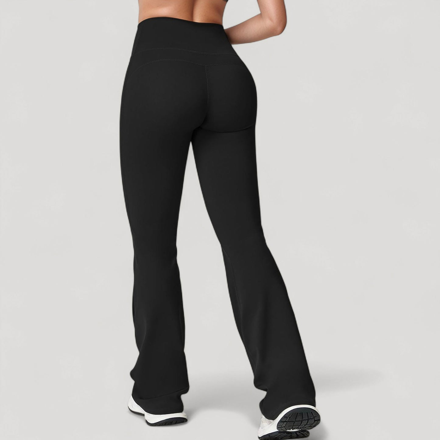 Anna-Kaci Active Women's High Waist Flared Leg Stretch Pants Smooth Fabric Seamless Waistband Active Lounge Bottoms