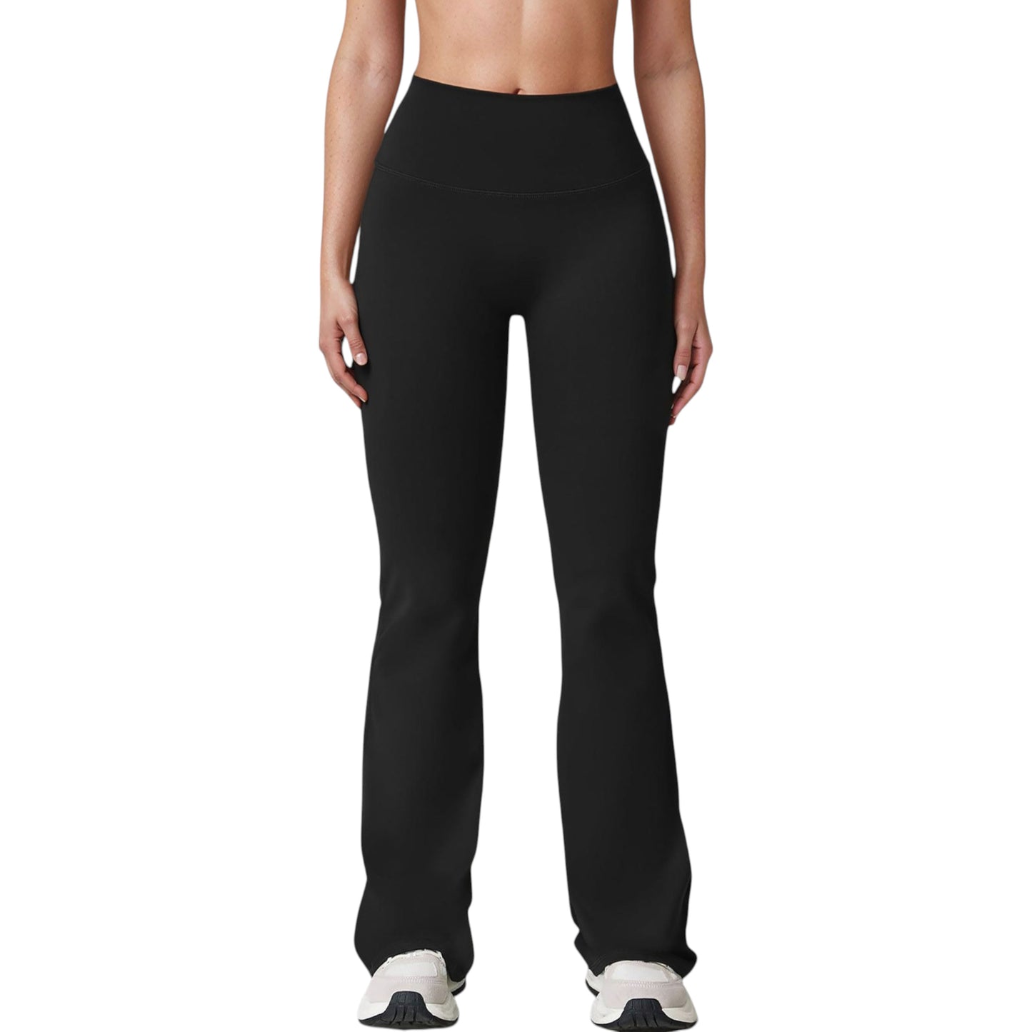 Anna-Kaci Active Women's High Waist Flared Leg Stretch Pants Smooth Fabric Seamless Waistband Active Lounge Bottoms