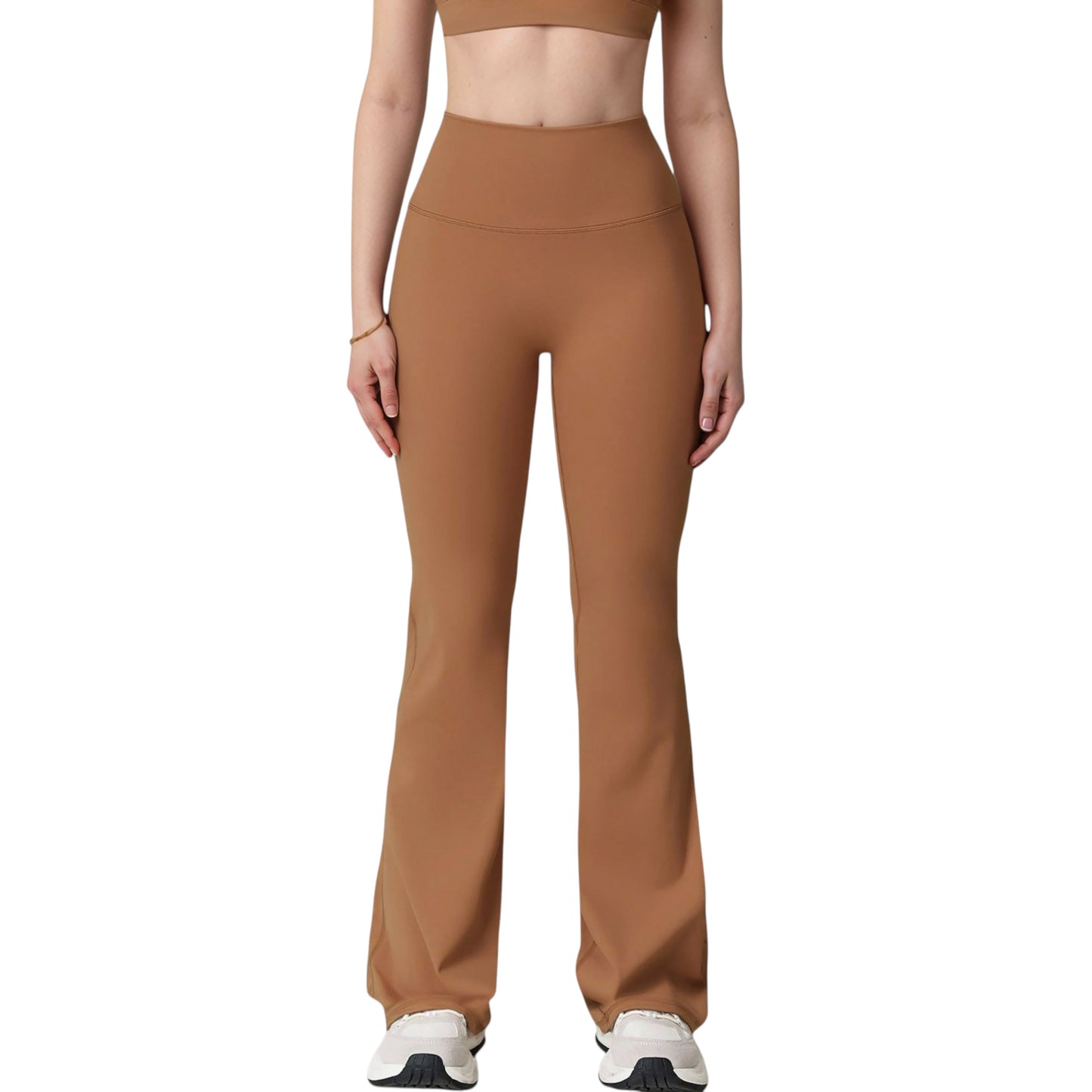 Anna-Kaci Active Women's High Waist Flared Leg Stretch Pants Smooth Fabric Seamless Waistband Active Lounge Bottoms