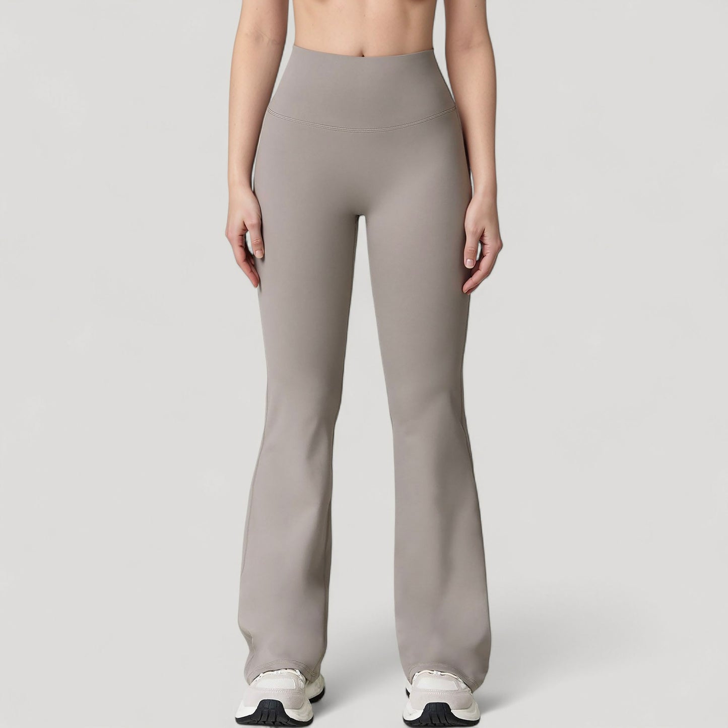 Anna-Kaci Active Women's High Waist Flared Leg Stretch Pants Smooth Fabric Seamless Waistband Active Lounge Bottoms