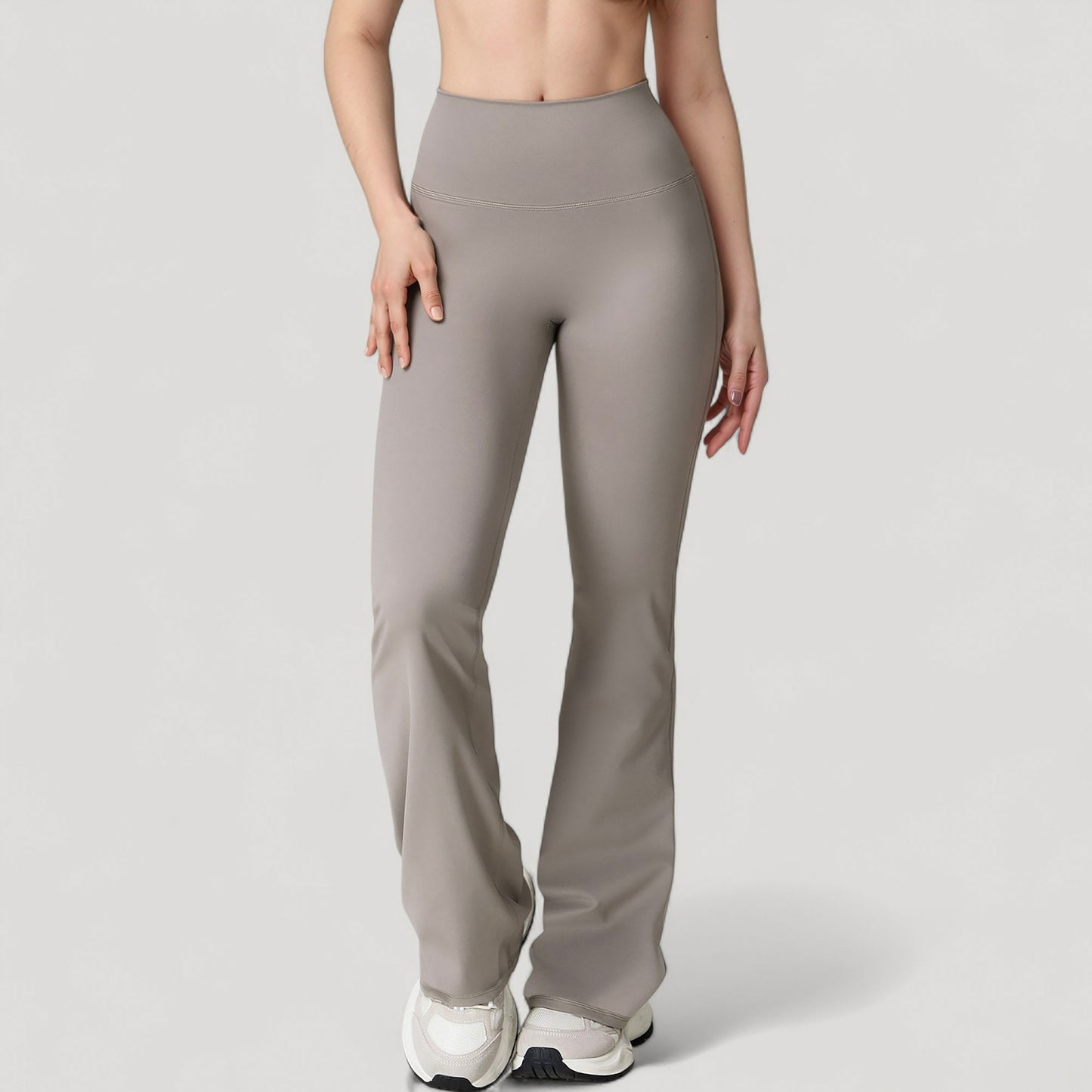 Anna-Kaci Active Women's High Waist Flared Leg Stretch Pants Smooth Fabric Seamless Waistband Active Lounge Bottoms