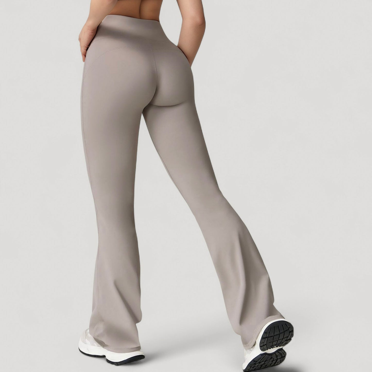 Anna-Kaci Active Women's High Waist Flared Leg Stretch Pants Smooth Fabric Seamless Waistband Active Lounge Bottoms