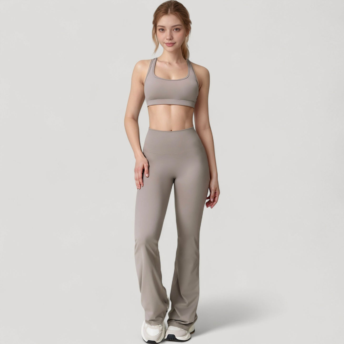 Anna-Kaci Active Women's High Waist Flared Leg Stretch Pants Smooth Fabric Seamless Waistband Active Lounge Bottoms