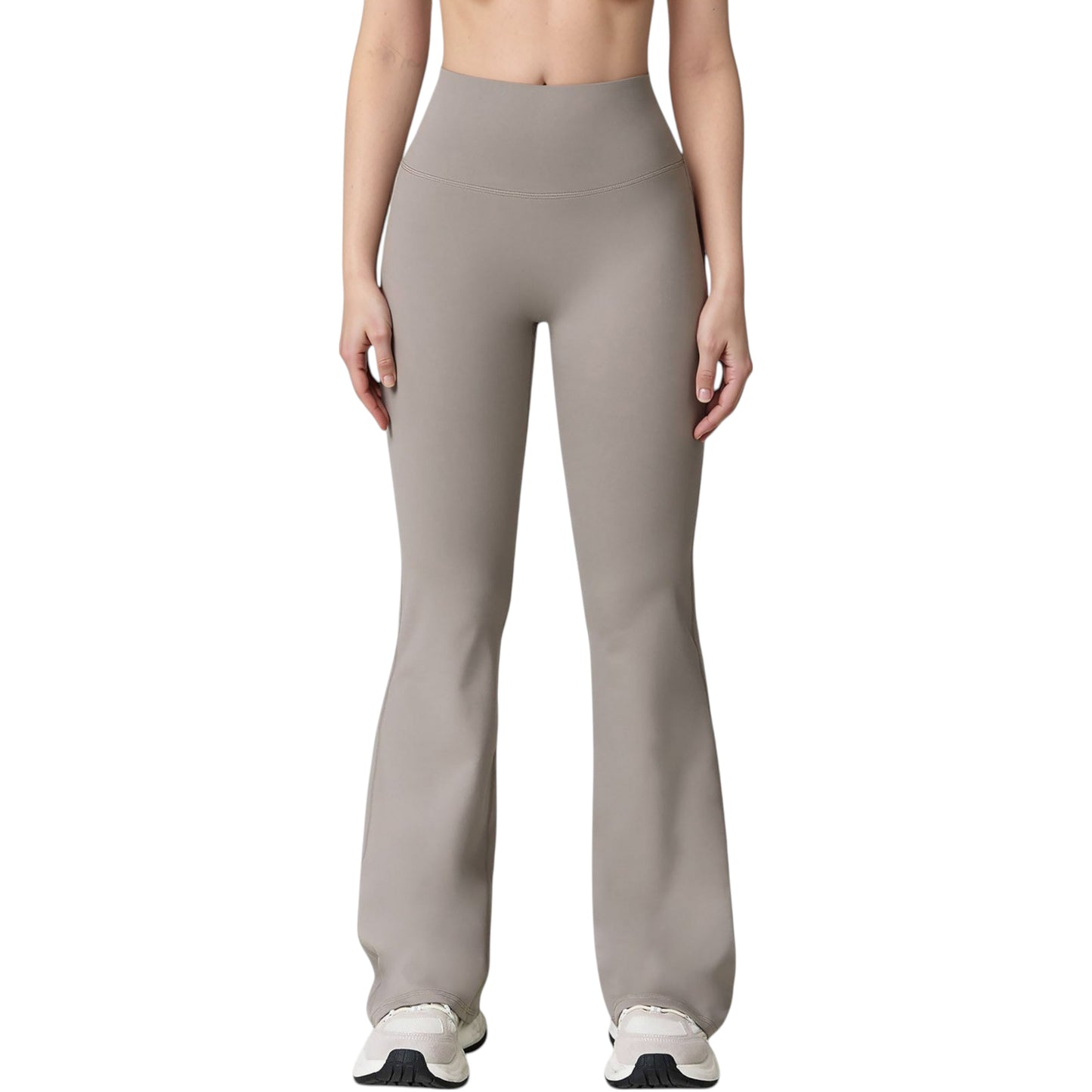 Anna-Kaci Active Women's High Waist Flared Leg Stretch Pants Smooth Fabric Seamless Waistband Active Lounge Bottoms