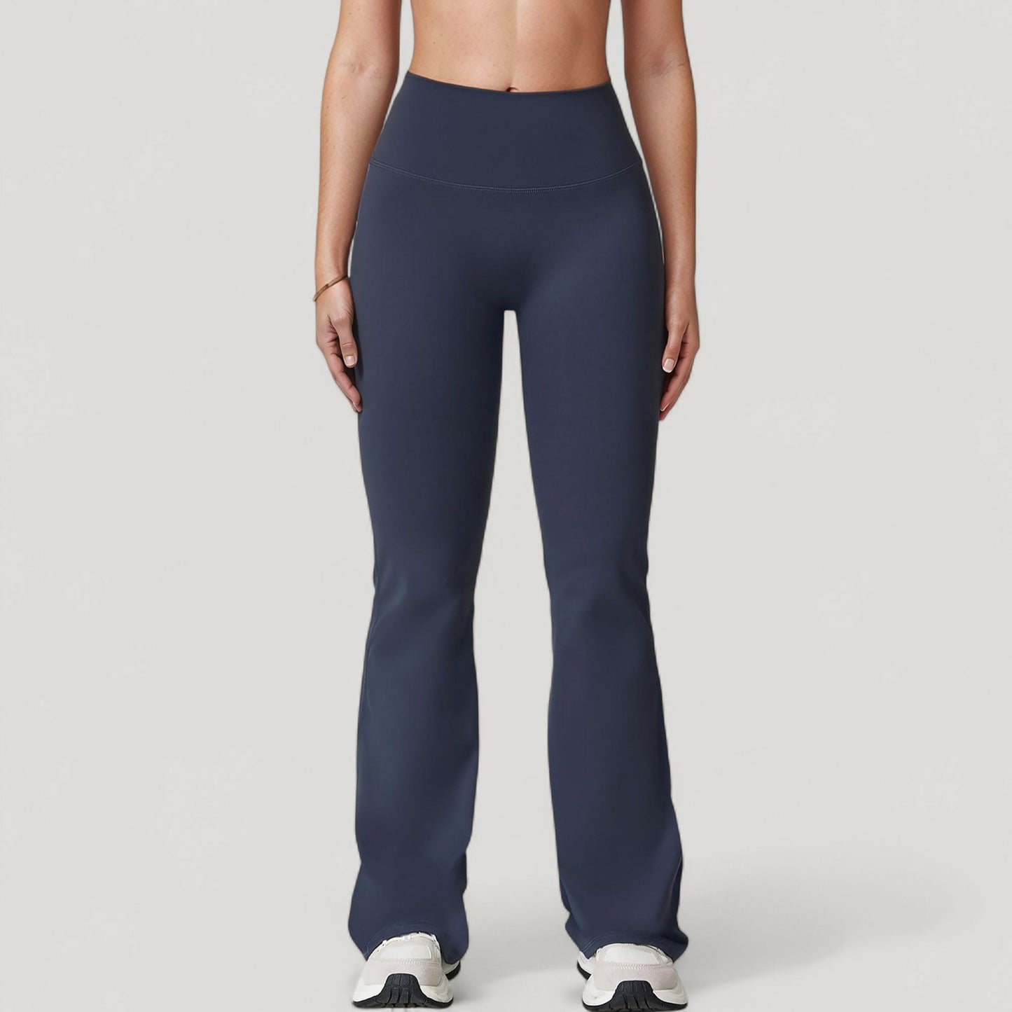 Anna-Kaci Active Women's High Waist Flared Leg Stretch Pants Smooth Fabric Seamless Waistband Active Lounge Bottoms