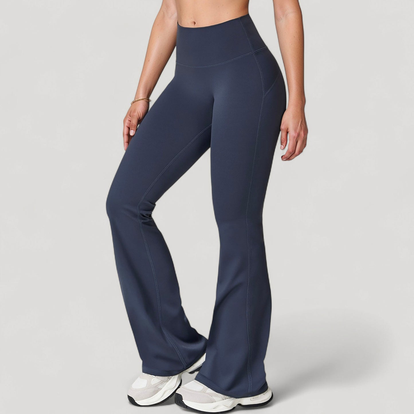 Anna-Kaci Active Women's High Waist Flared Leg Stretch Pants Smooth Fabric Seamless Waistband Active Lounge Bottoms
