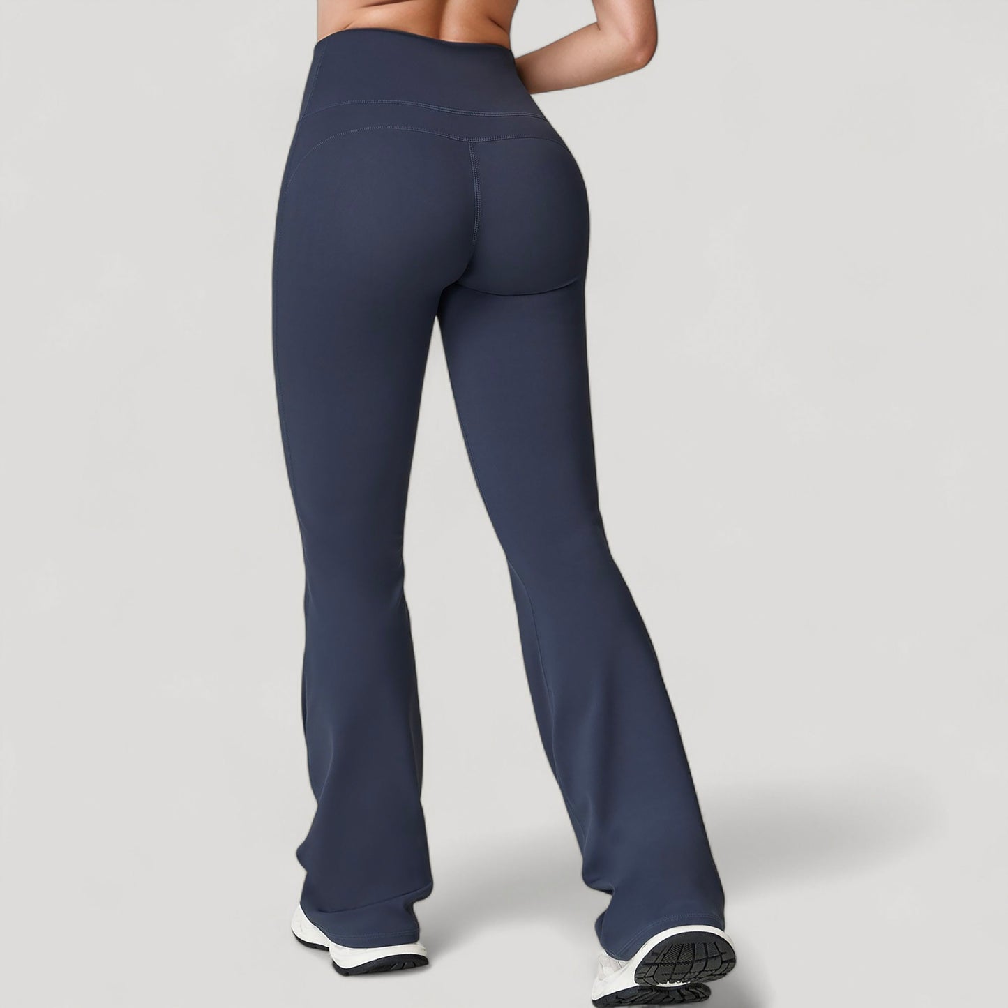 Anna-Kaci Active Women's High Waist Flared Leg Stretch Pants Smooth Fabric Seamless Waistband Active Lounge Bottoms