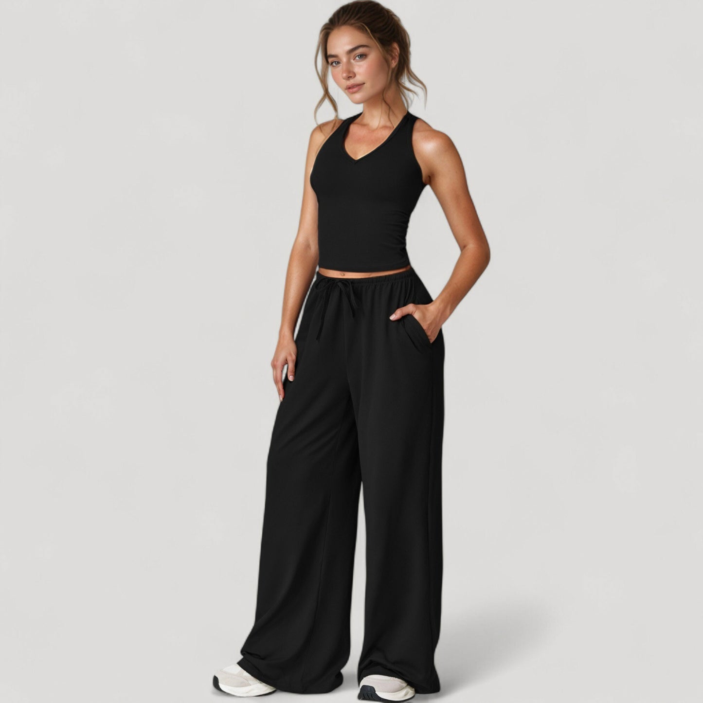 Anna-Kaci Active Women's Wide Leg Lounge Pants with Drawstring Waist and Relaxed Fit for All-Day Comfort