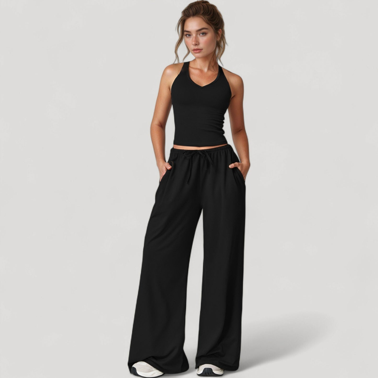 Anna-Kaci Active Women's Wide Leg Lounge Pants with Drawstring Waist and Relaxed Fit for All-Day Comfort