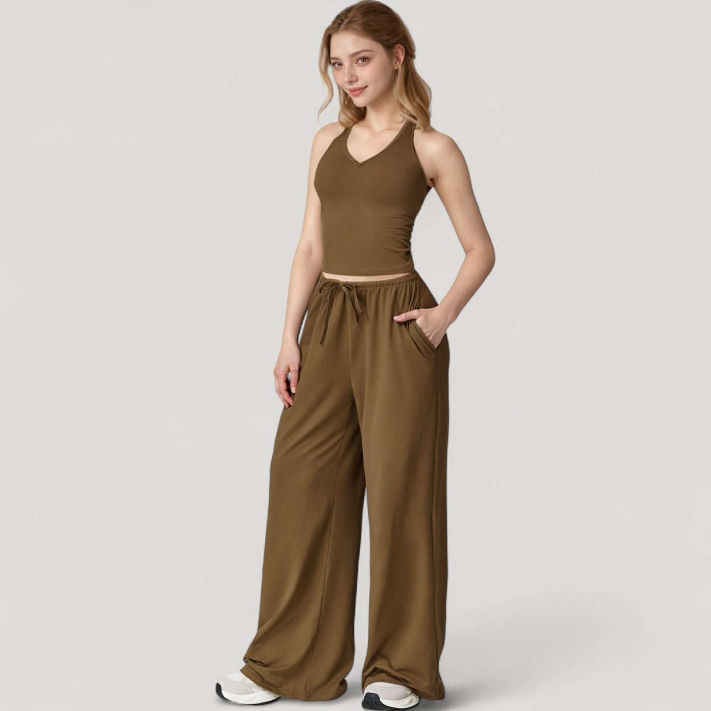 Anna-Kaci Active Women's Wide Leg Lounge Pants with Drawstring Waist and Relaxed Fit for All-Day Comfort