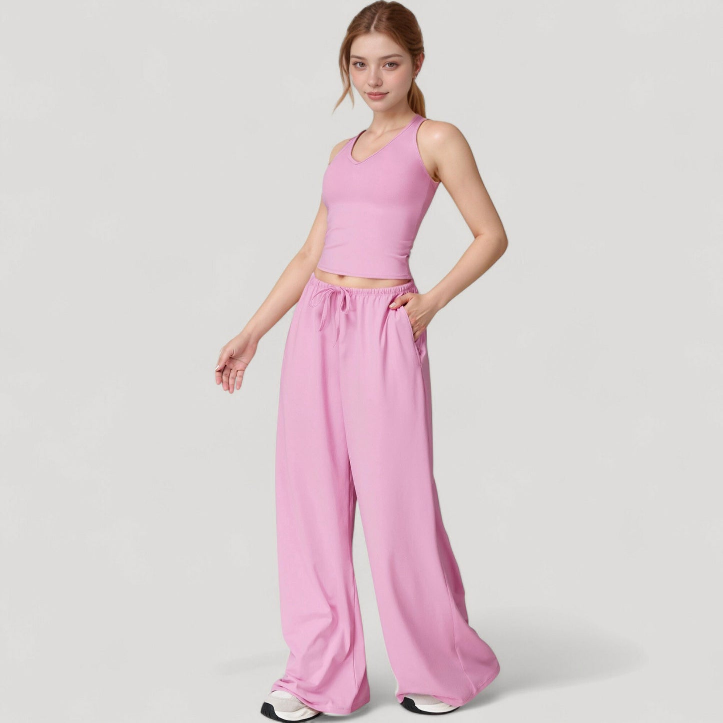 Anna-Kaci Active Women's Wide Leg Lounge Pants with Drawstring Waist and Relaxed Fit for All-Day Comfort