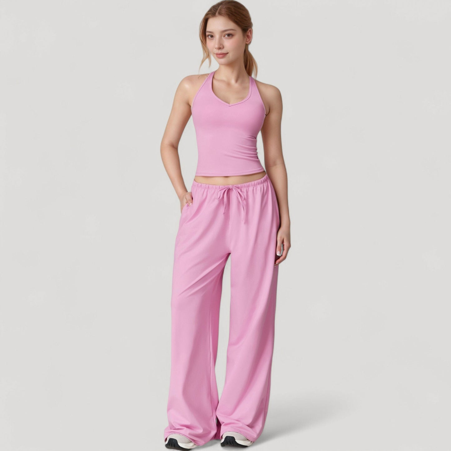 Anna-Kaci Active Women's Wide Leg Lounge Pants with Drawstring Waist and Relaxed Fit for All-Day Comfort
