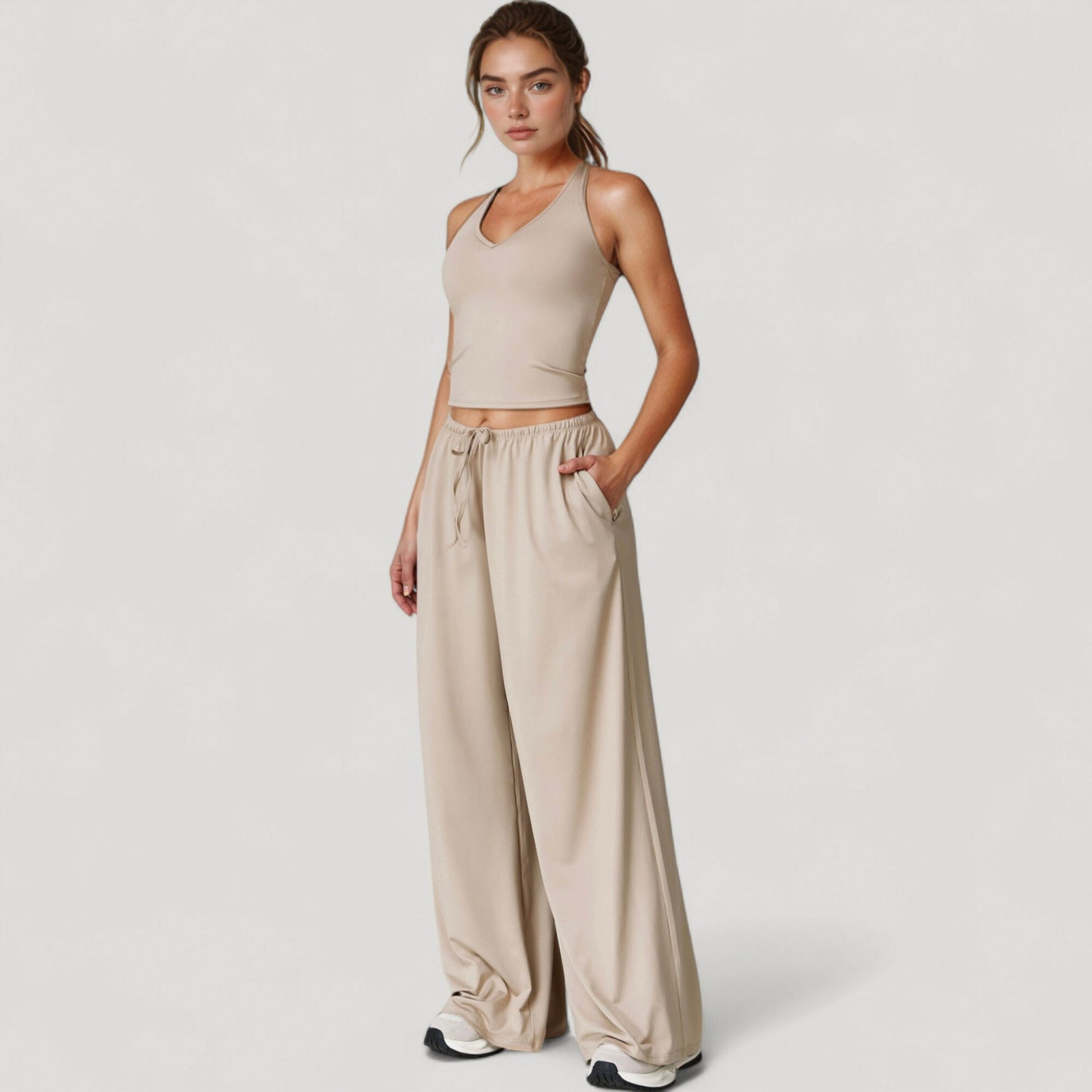 Anna-Kaci Active Women's Wide Leg Lounge Pants with Drawstring Waist and Relaxed Fit for All-Day Comfort