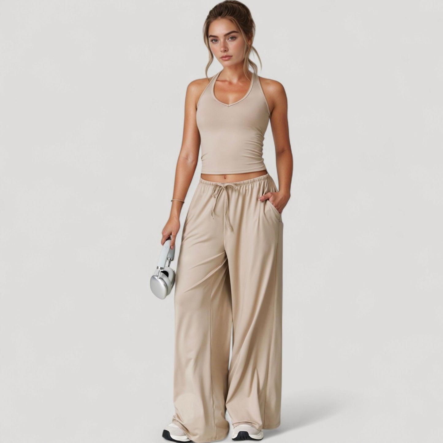 Anna-Kaci Active Women's Wide Leg Lounge Pants with Drawstring Waist and Relaxed Fit for All-Day Comfort