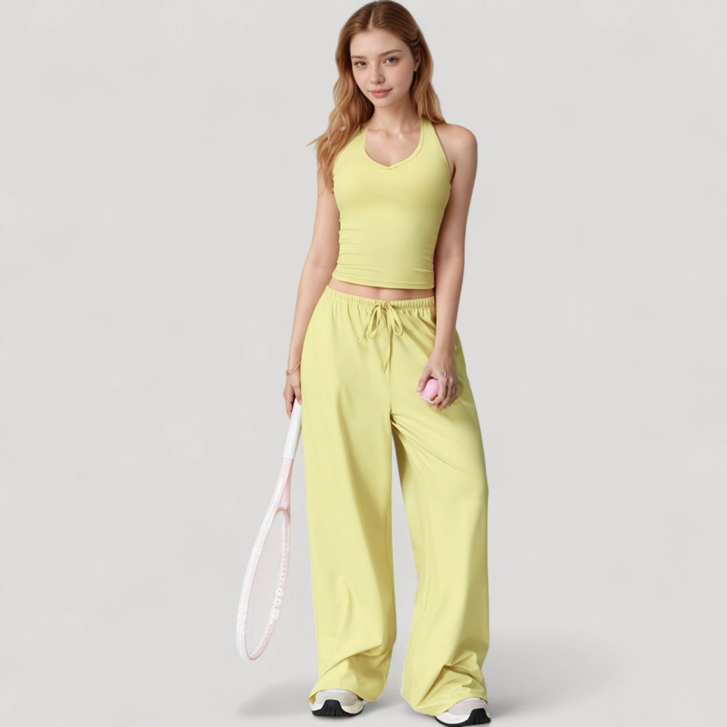 Anna-Kaci Active Women's Wide Leg Lounge Pants with Drawstring Waist and Relaxed Fit for All-Day Comfort