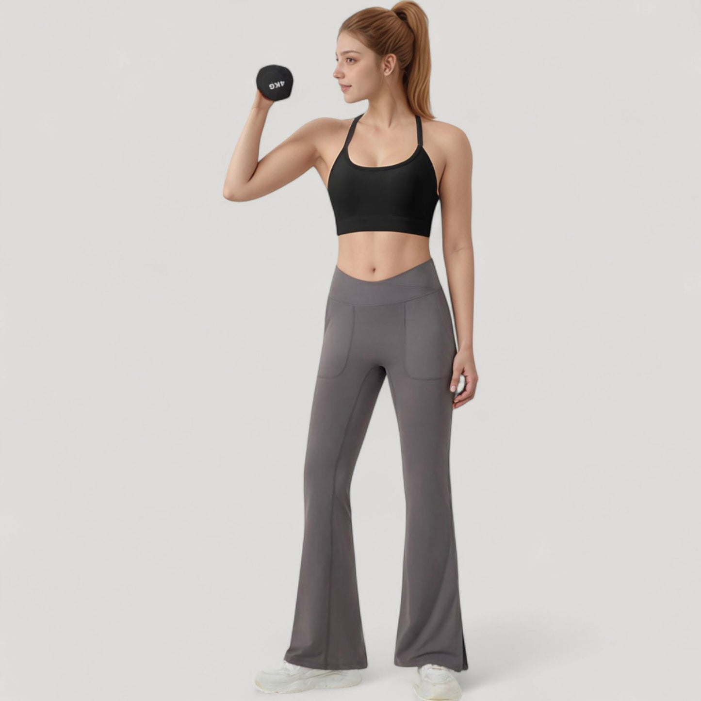 Anna-Kaci Active Women's Scoop Neck Sports Bra with Thin Straps Smooth Stretch Fabric Removable Pads Low Impact Support